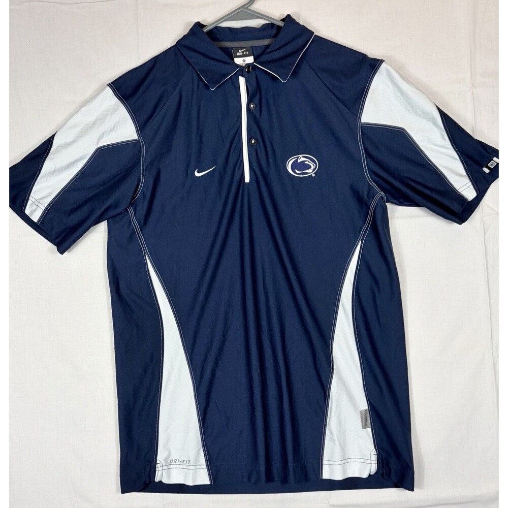 Nike Penn State Polo Short Sleeve Authentic Team Dri Fit Blue White Men's Small